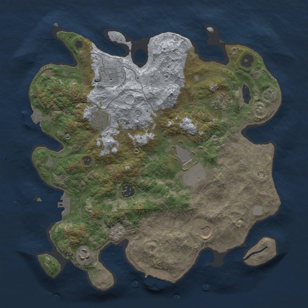 Rust Map: Procedural Map, Size: 3500, Seed: 1055458708, 16 Monuments