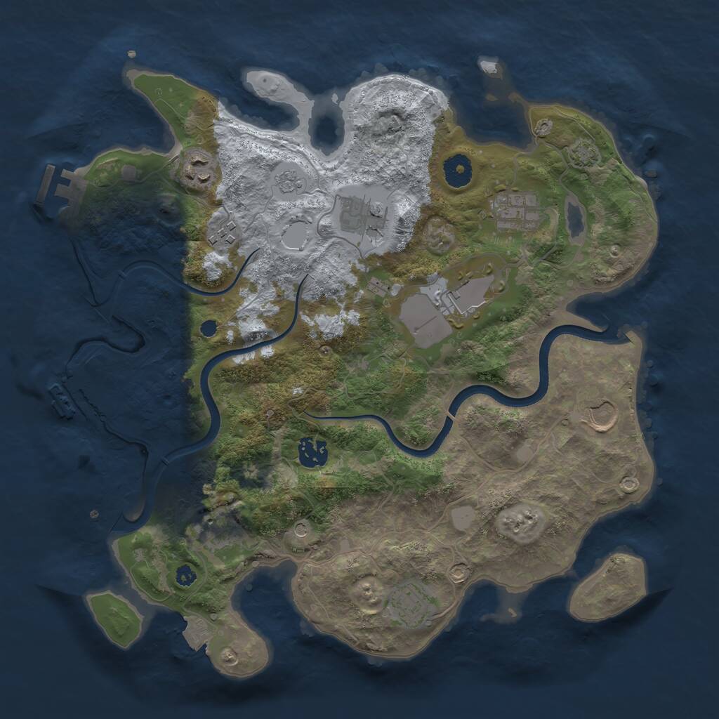 Rust Map: Procedural Map, Size: 3500, Seed: 1055458708, 15 Monuments
