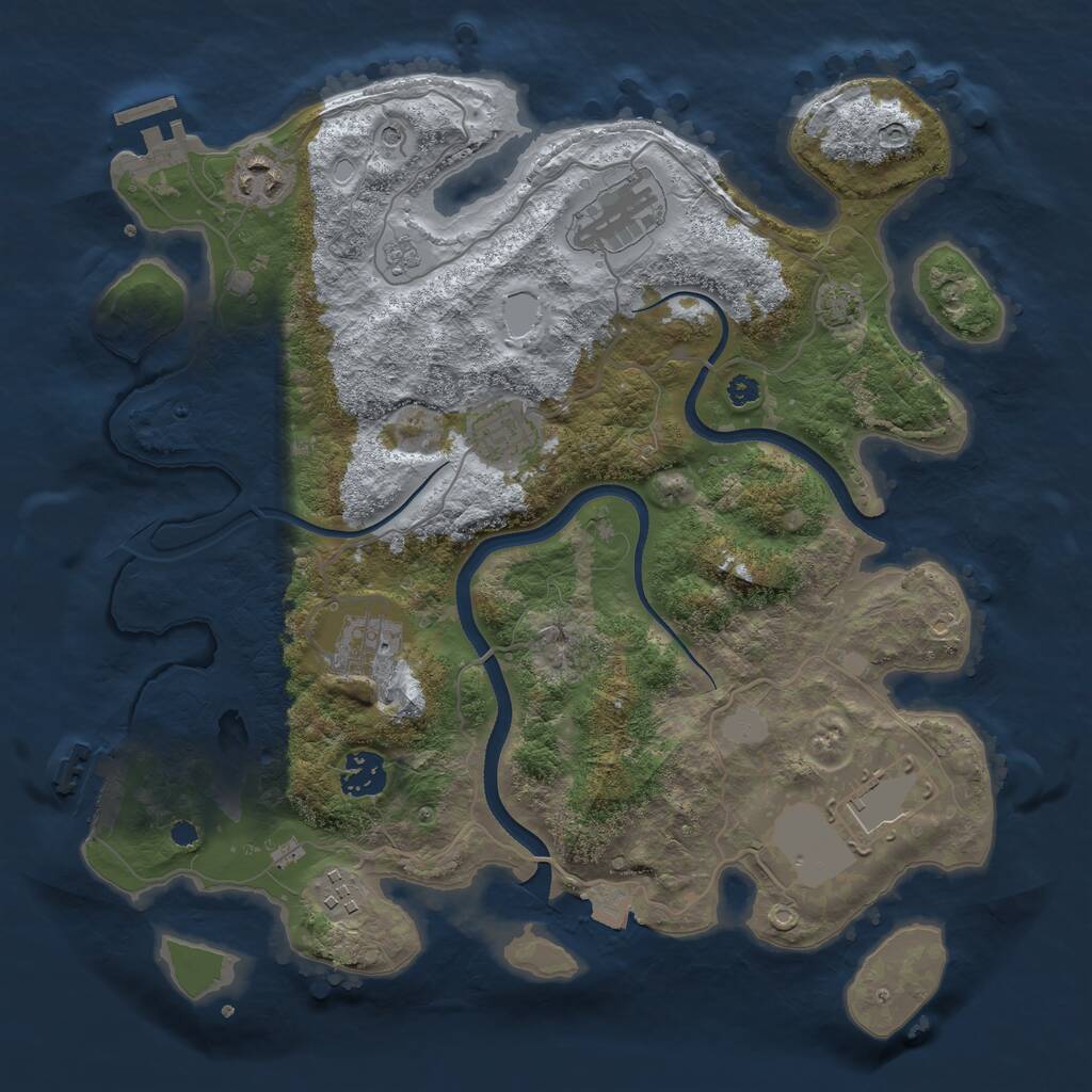 Rust Map: Procedural Map, Size: 3500, Seed: 1395303598, 13 Monuments