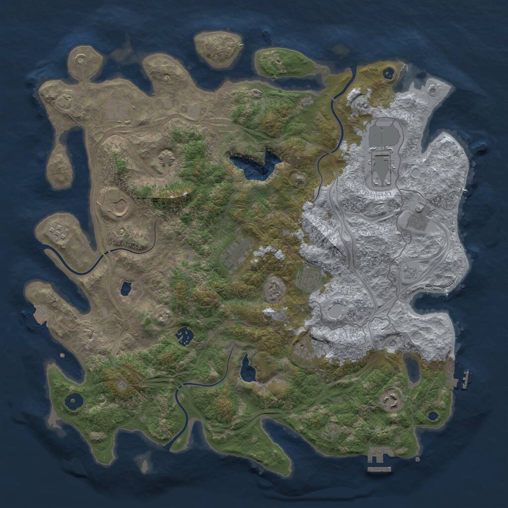 Rust Map: Procedural Map, Size: 4400, Seed: 64995531, 16 Monuments