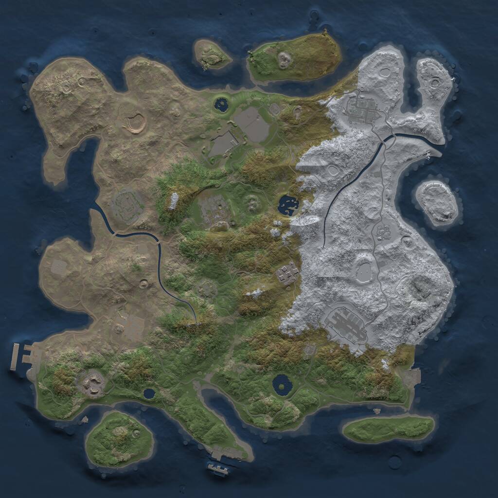 Rust Map: Procedural Map, Size: 3700, Seed: 47123143, 15 Monuments