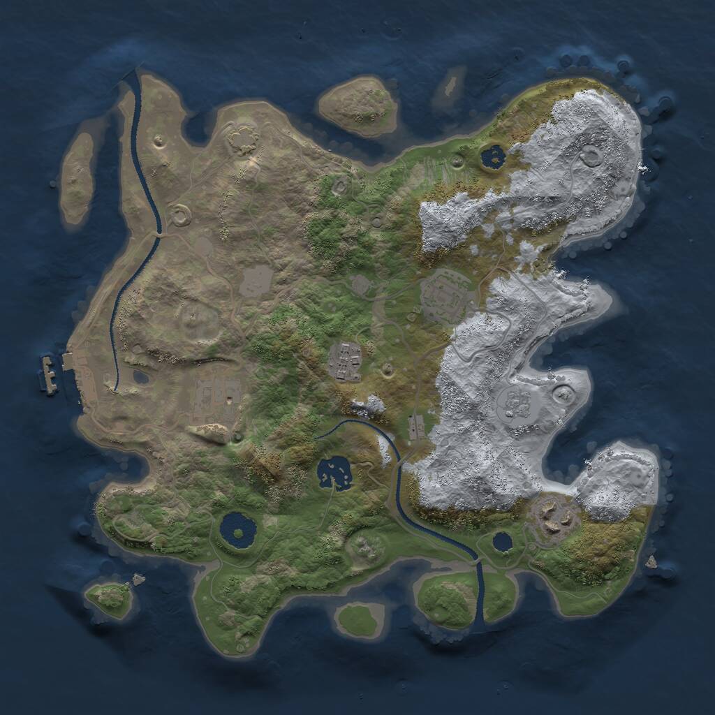 Rust Map: Procedural Map, Size: 3000, Seed: 98376, 9 Monuments