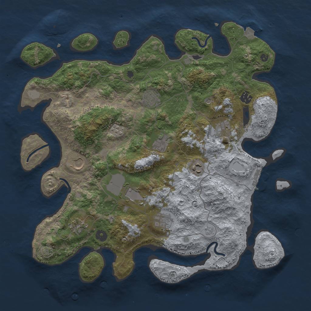 Rust Map: Procedural Map, Size: 4000, Seed: 1646891940, 17 Monuments