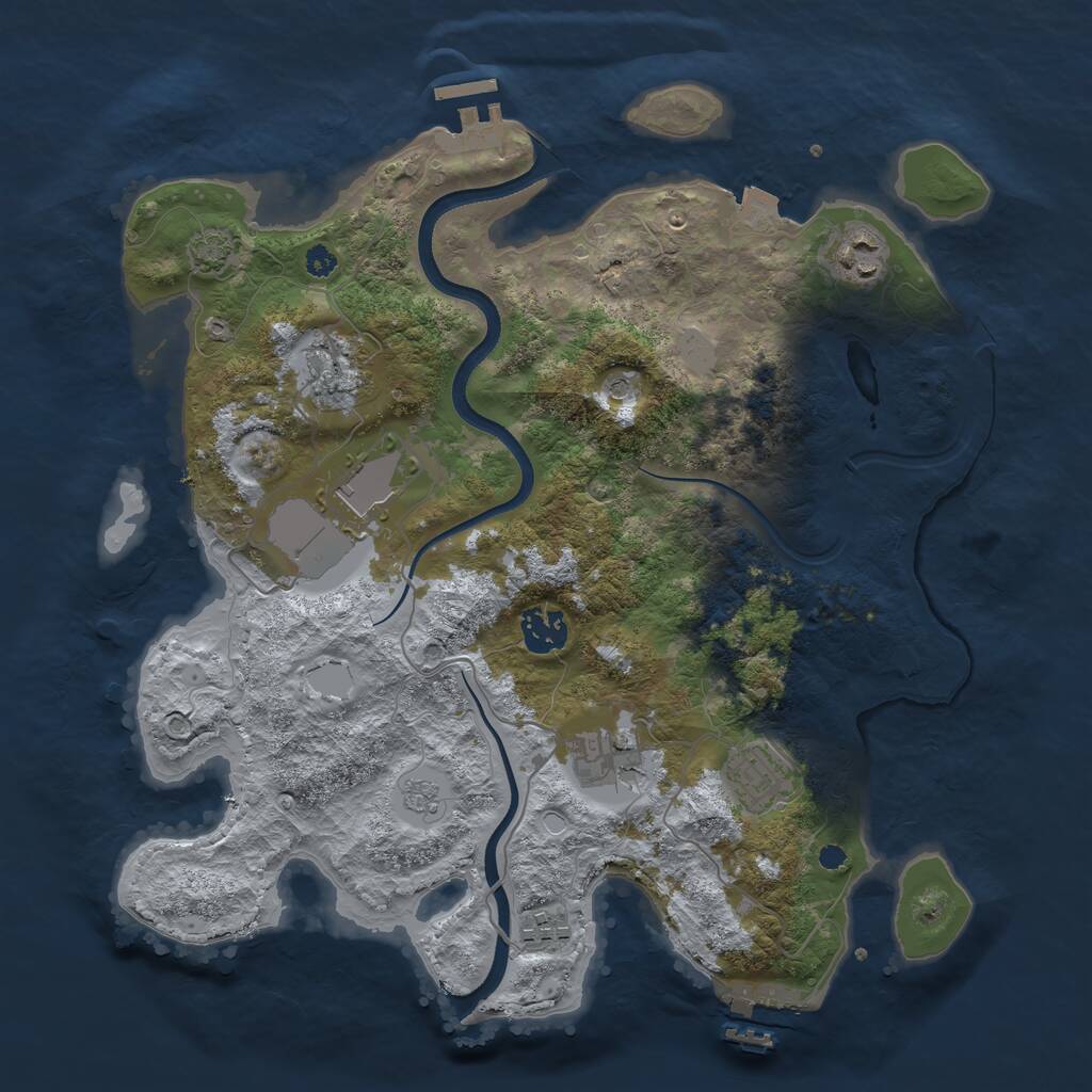 Rust Map: Procedural Map, Size: 3500, Seed: 97852210, 13 Monuments