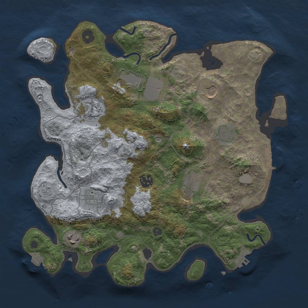 Rust Map: Procedural Map, Size: 3500, Seed: 37148532, 17 Monuments