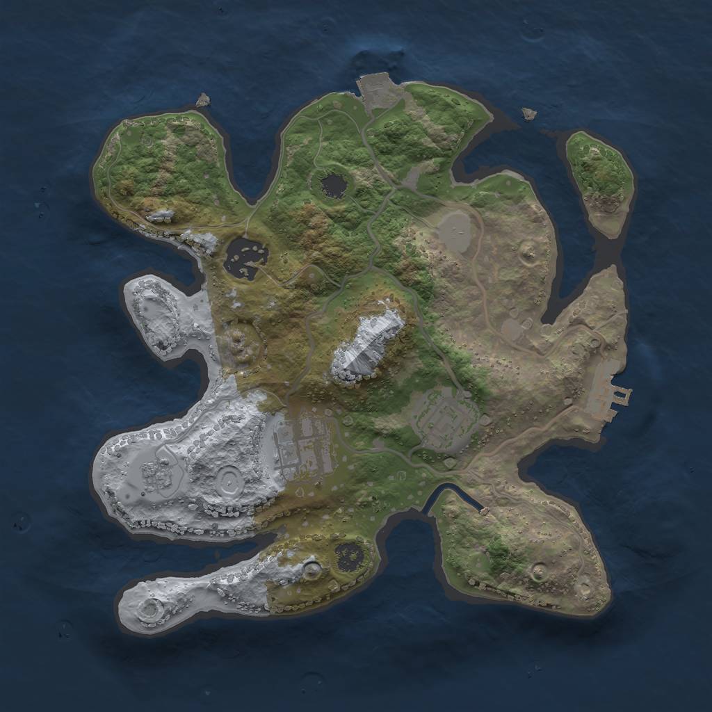 Rust Map: Procedural Map, Size: 2500, Seed: 1813773970, 8 Monuments