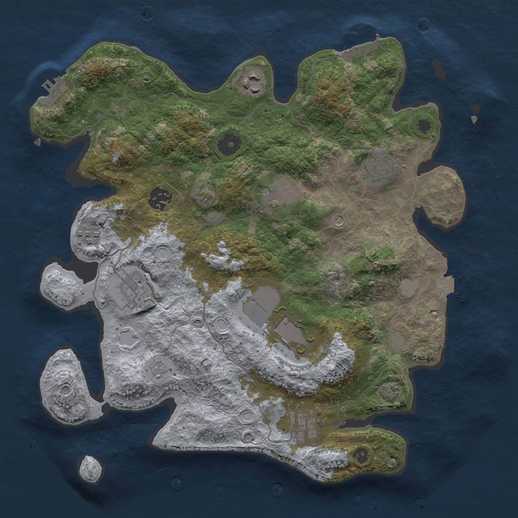 Rust Map: Procedural Map, Size: 3500, Seed: 61485771, 16 Monuments