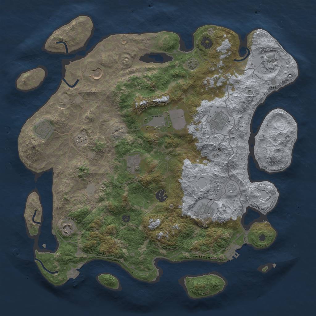 Rust Map: Procedural Map, Size: 4000, Seed: 325762, 17 Monuments