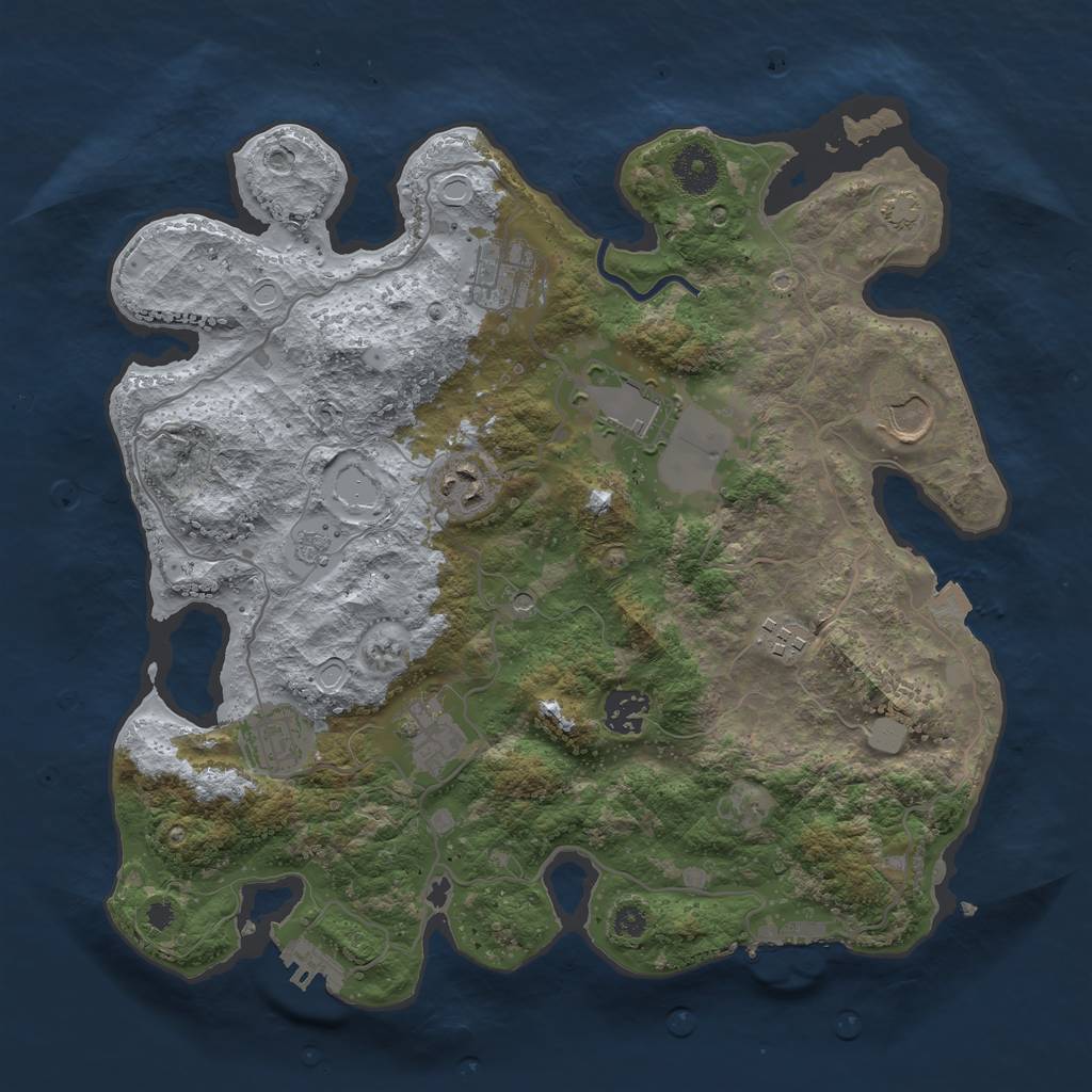 Rust Map: Procedural Map, Size: 3500, Seed: 555866560, 16 Monuments