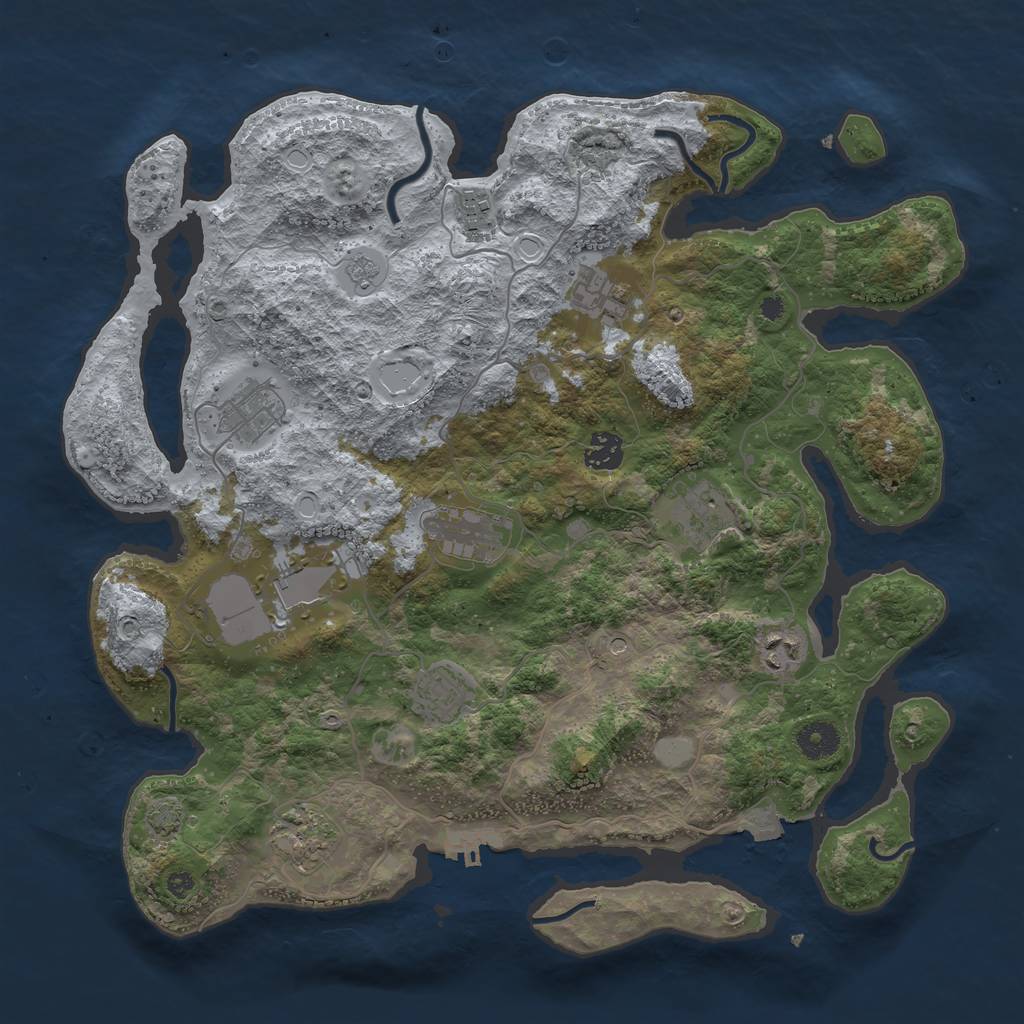 Rust Map: Procedural Map, Size: 3850, Seed: 96736028, 17 Monuments