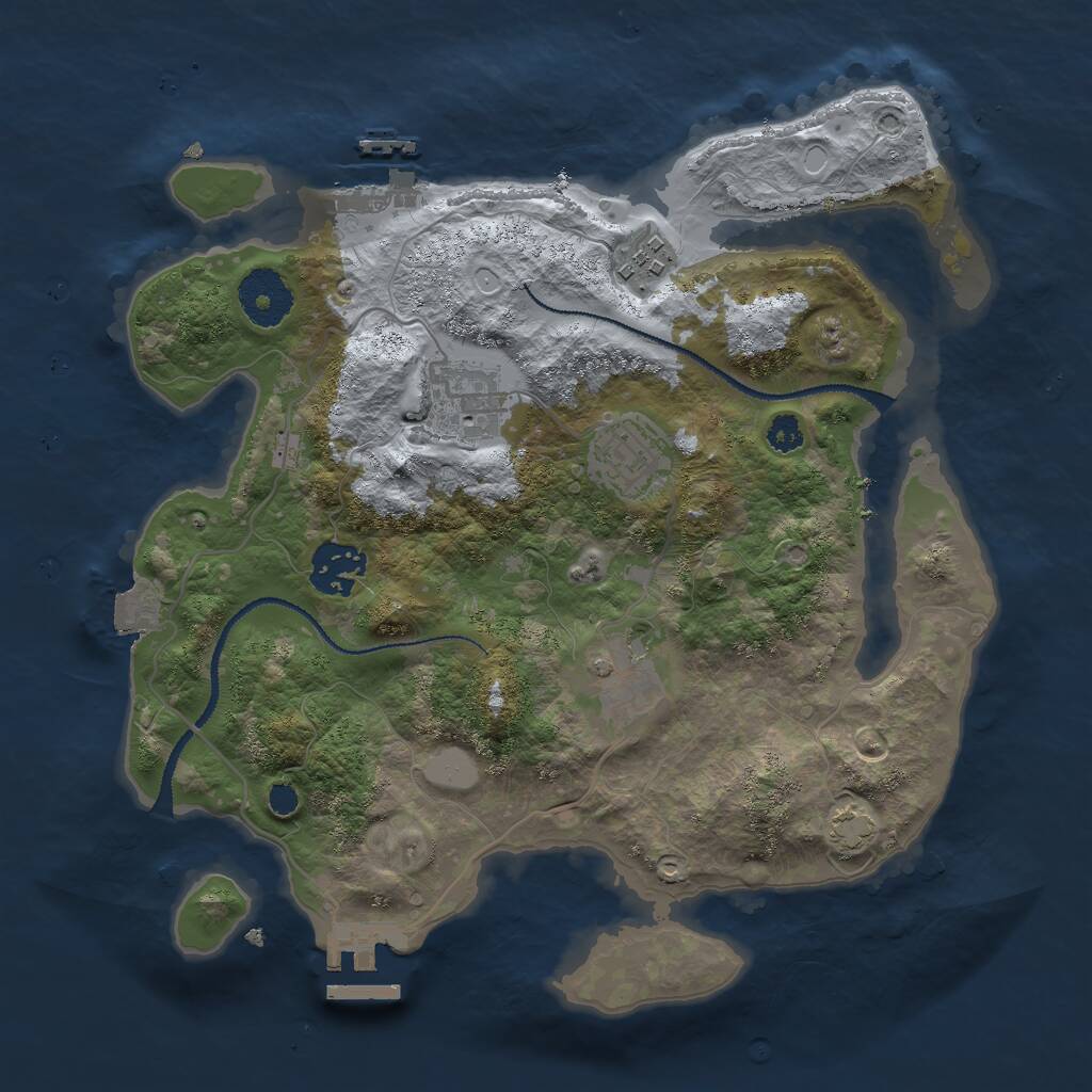 Rust Map: Procedural Map, Size: 3000, Seed: 1841694670, 9 Monuments