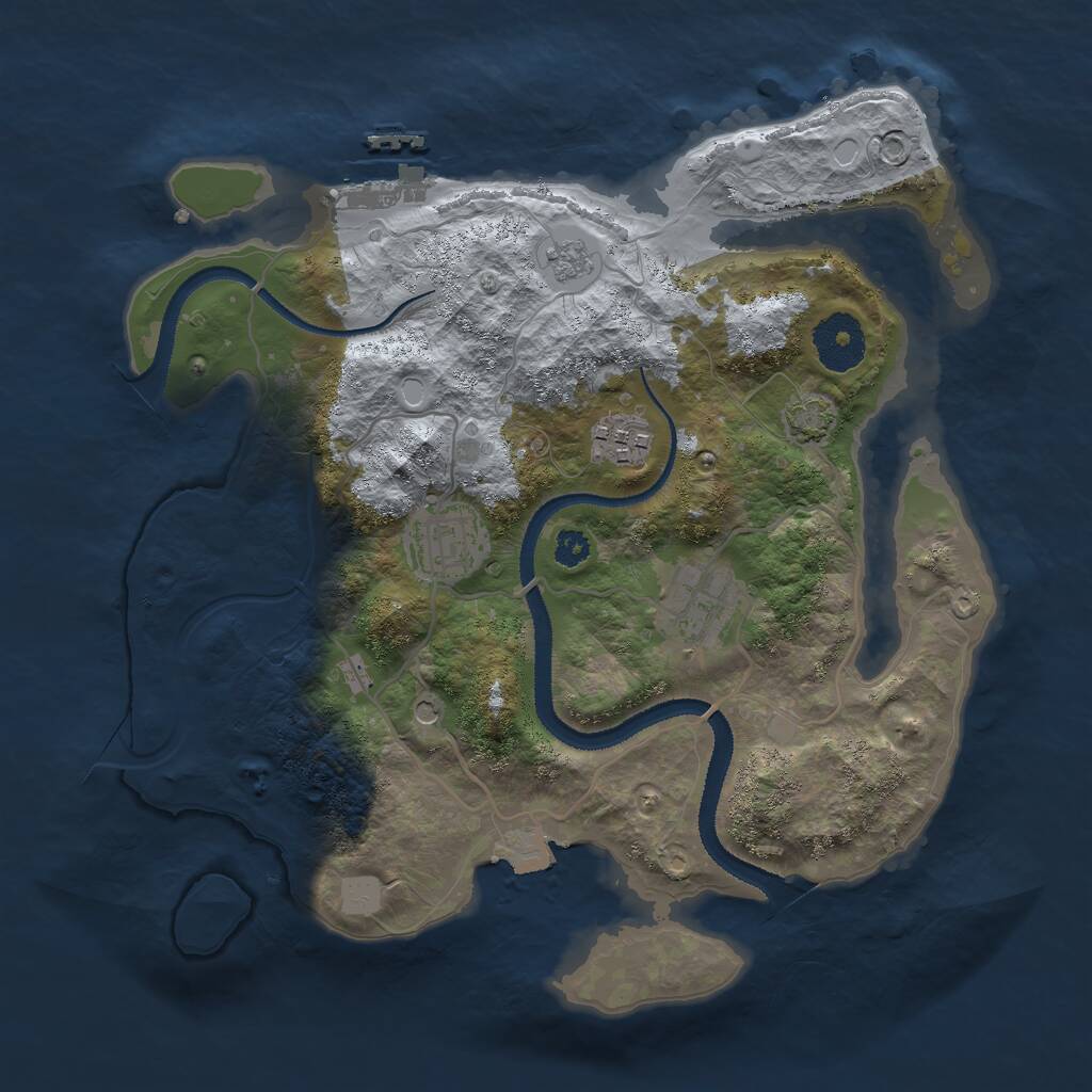 Rust Map: Procedural Map, Size: 3000, Seed: 1841694670, 8 Monuments