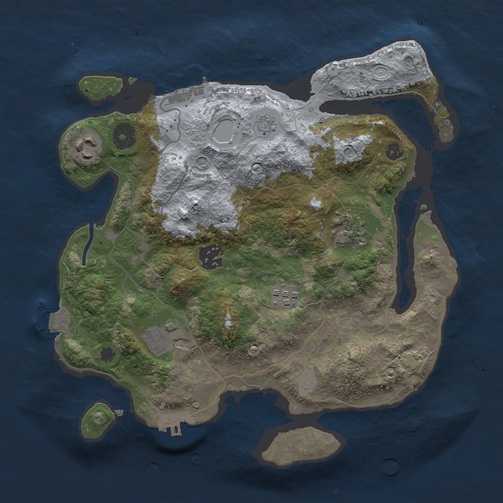Rust Map: Procedural Map, Size: 3000, Seed: 1841694670, 13 Monuments