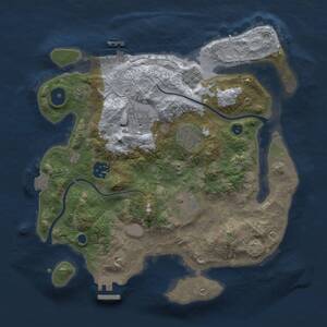 Thumbnail Rust Map: Procedural Map, Size: 3000, Seed: 1841694670, 9 Monuments