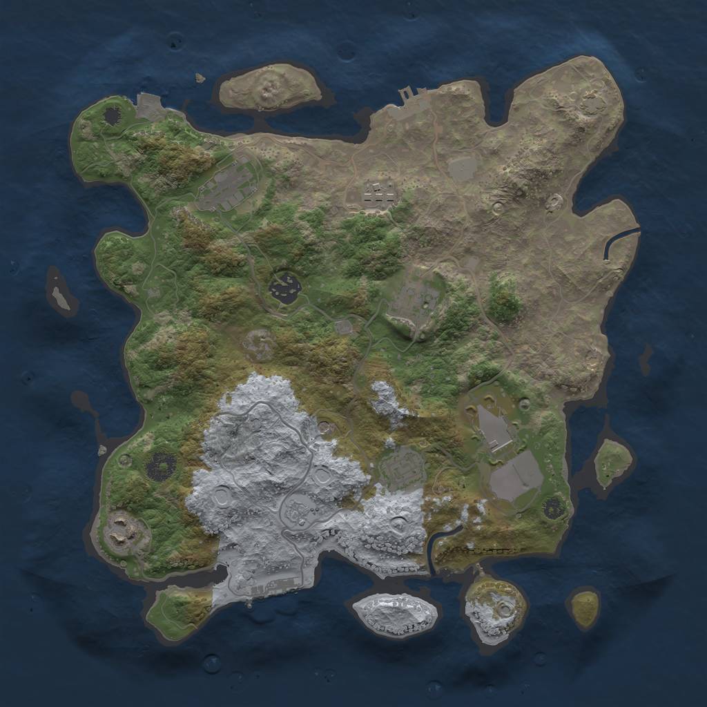 Rust Map: Procedural Map, Size: 3500, Seed: 60746924, 15 Monuments