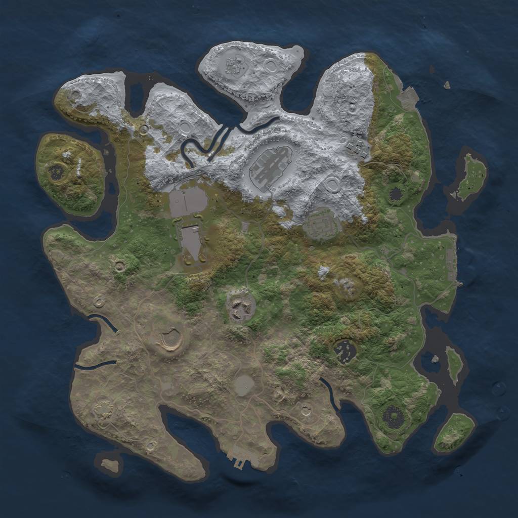 Rust Map: Procedural Map, Size: 3500, Seed: 1104740329, 15 Monuments