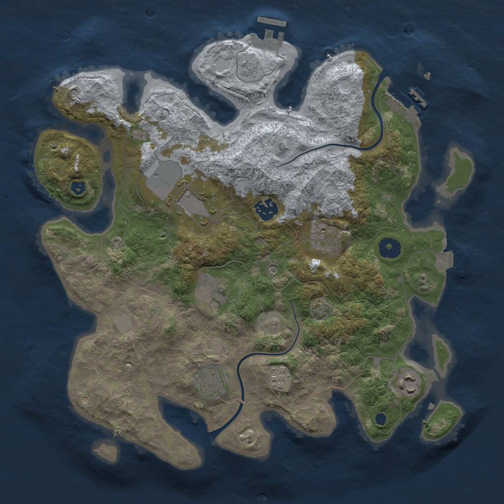 Rust Map: Procedural Map, Size: 3500, Seed: 1104740329, 13 Monuments