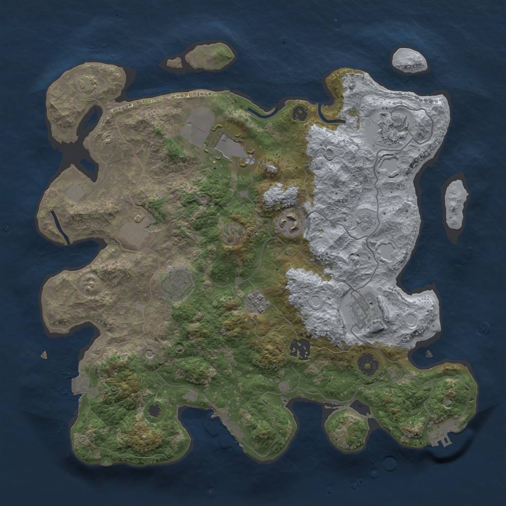 Rust Map: Procedural Map, Size: 3500, Seed: 2710199, 16 Monuments