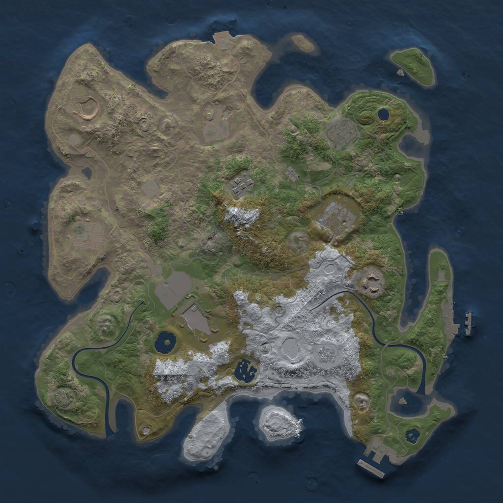 Rust Map: Procedural Map, Size: 3500, Seed: 64267, 15 Monuments