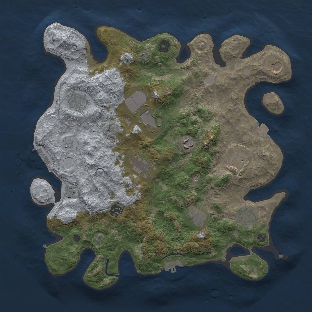 Rust Map: Procedural Map, Size: 3750, Seed: 255641282, 18 Monuments