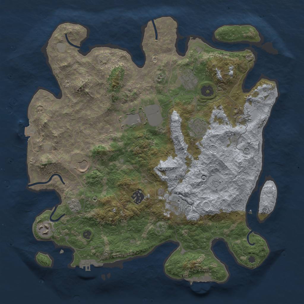 Rust Map: Procedural Map, Size: 3700, Seed: 1130541822, 17 Monuments