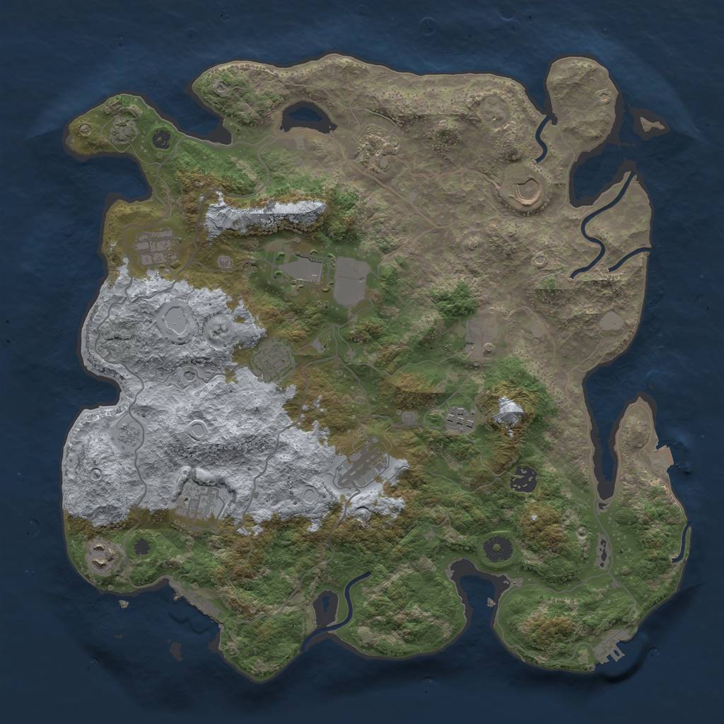 Rust Map: Procedural Map, Size: 4000, Seed: 1111479563, 19 Monuments