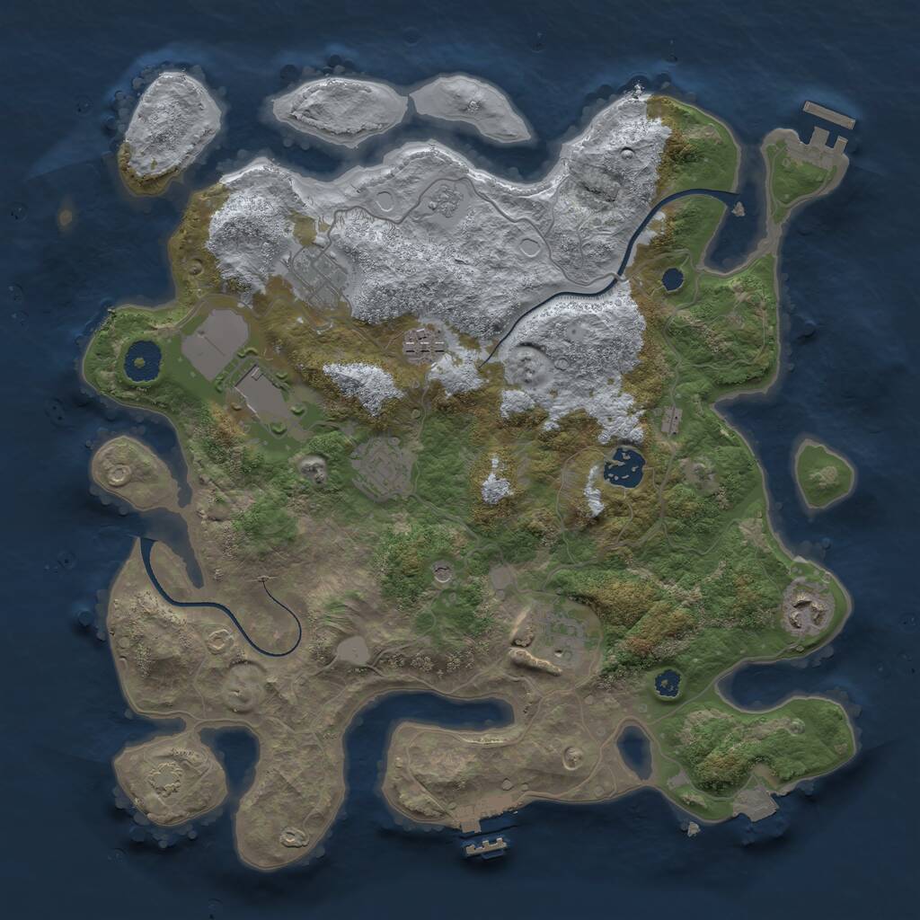 Rust Map: Procedural Map, Size: 3500, Seed: 29719979, 13 Monuments