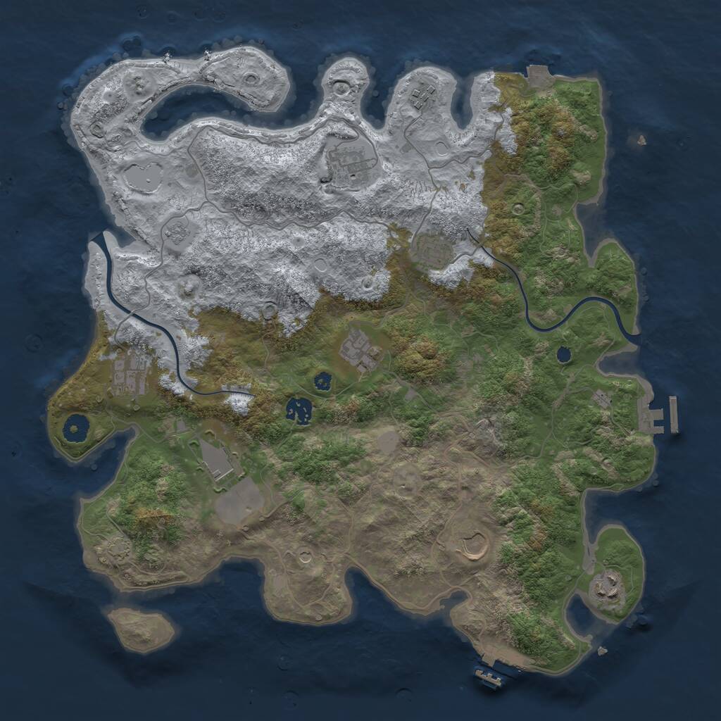 Rust Map: Procedural Map, Size: 3950, Seed: 70482122, 15 Monuments