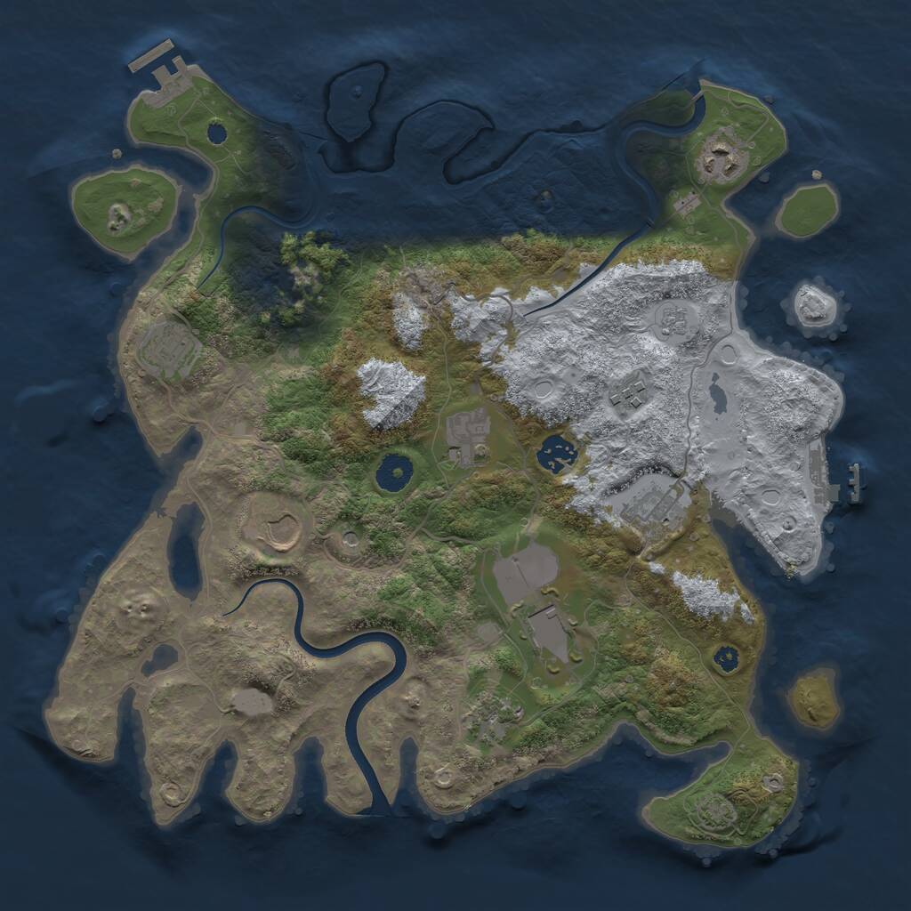 Rust Map: Procedural Map, Size: 3700, Seed: 208606, 15 Monuments