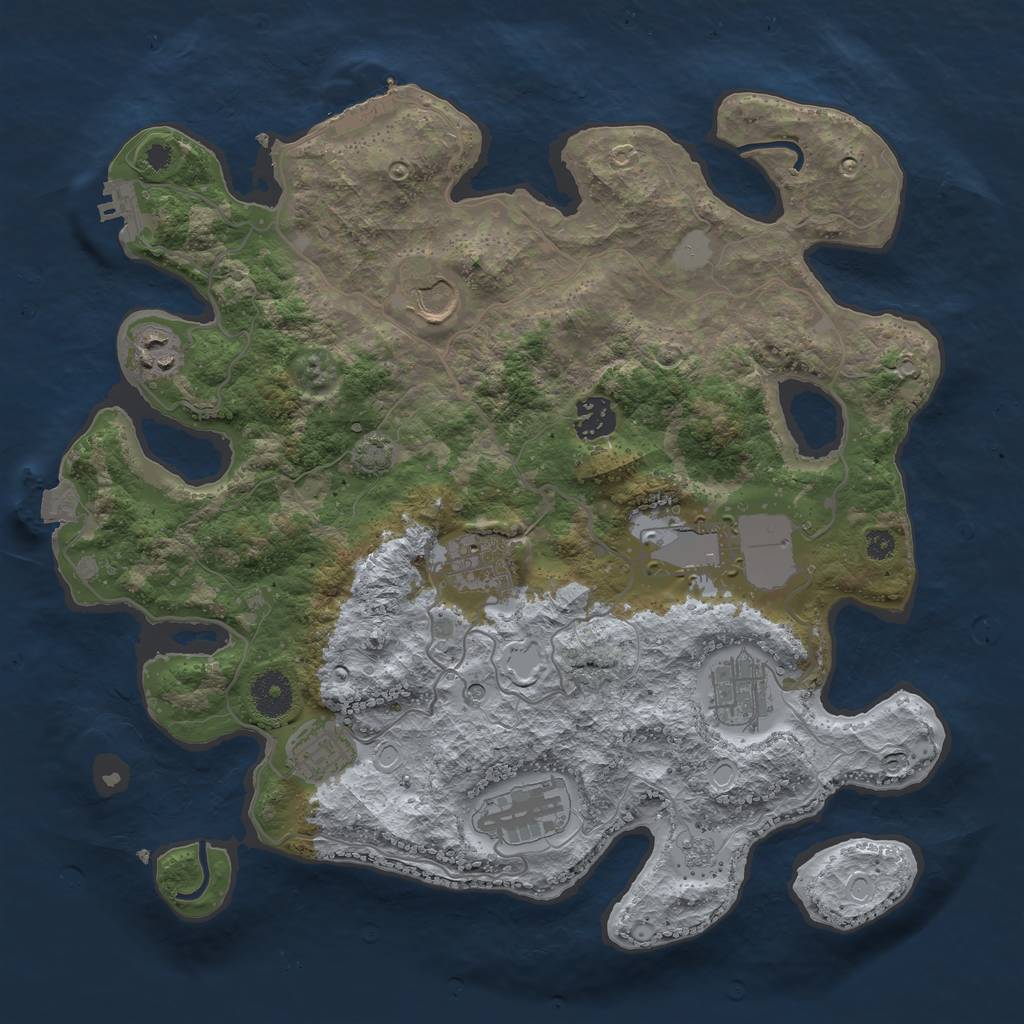 Rust Map: Procedural Map, Size: 3550, Seed: 87021924, 16 Monuments