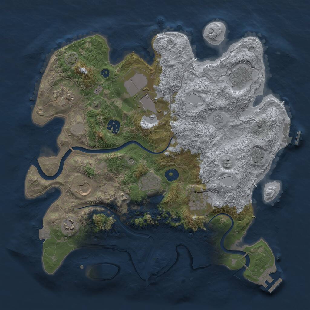 Rust Map: Procedural Map, Size: 3500, Seed: 913852189, 15 Monuments