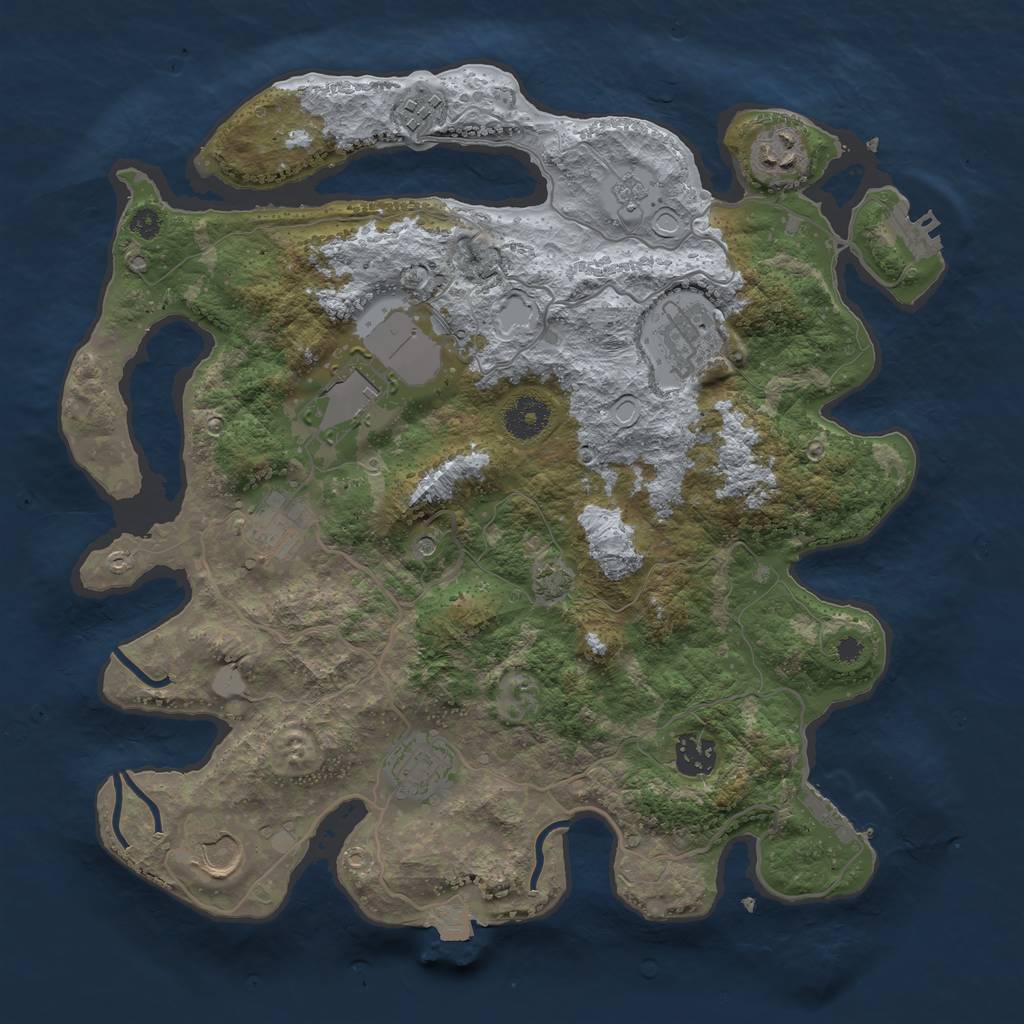 Rust Map: Procedural Map, Size: 3550, Seed: 69991980, 16 Monuments
