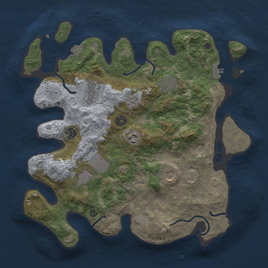 Rust Map: Procedural Map, Size: 3500, Seed: 2086620722, 14 Monuments