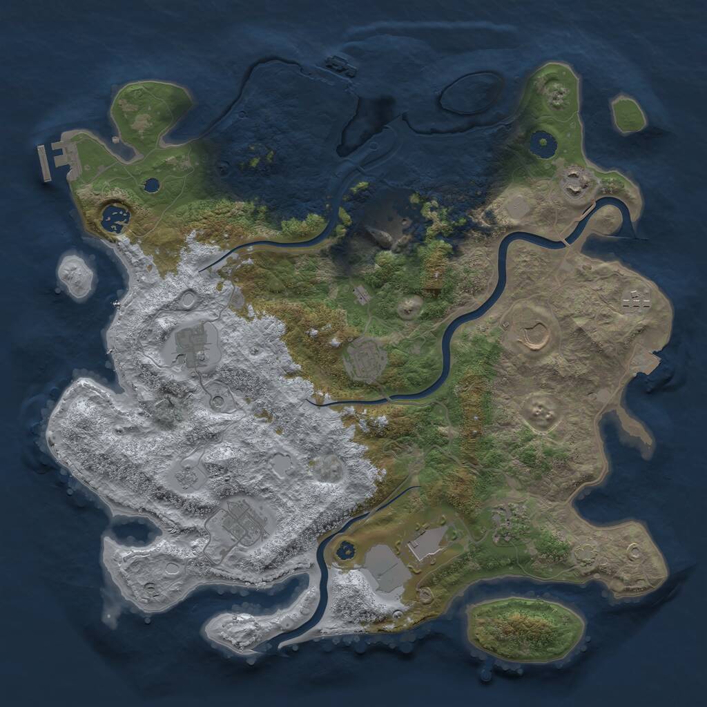 Rust Map: Procedural Map, Size: 3875, Seed: 1571936757, 16 Monuments