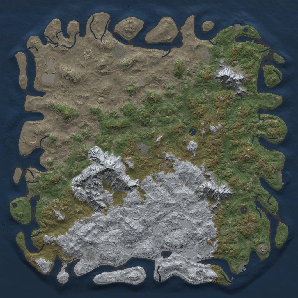 Rust Map: Procedural Map, Size: 6000, Seed: 1125717933, 19 Monuments