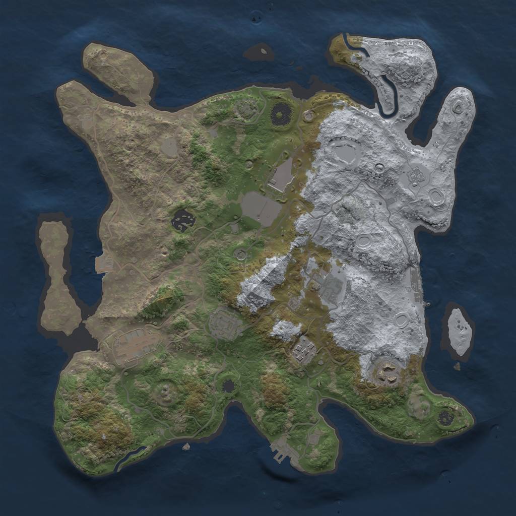 Rust Map: Procedural Map, Size: 3500, Seed: 45647372, 15 Monuments
