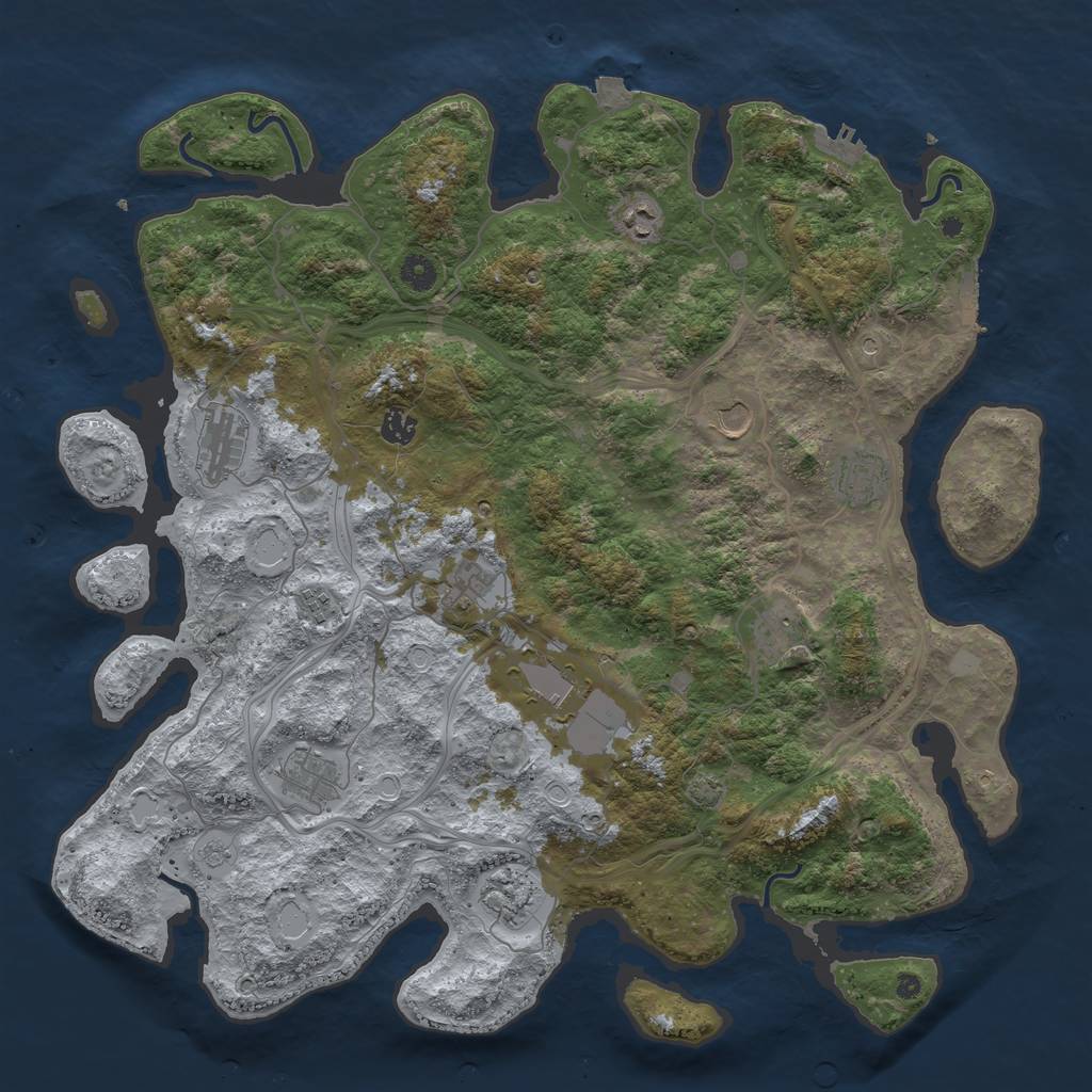 Rust Map: Procedural Map, Size: 4500, Seed: 1115, 19 Monuments