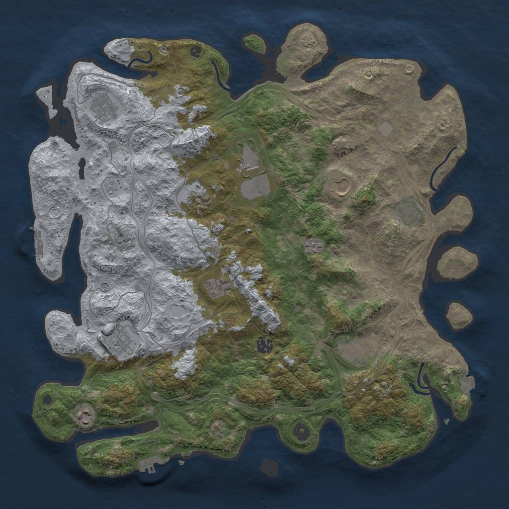 Rust Map: Procedural Map, Size: 4500, Seed: 2080084764, 19 Monuments