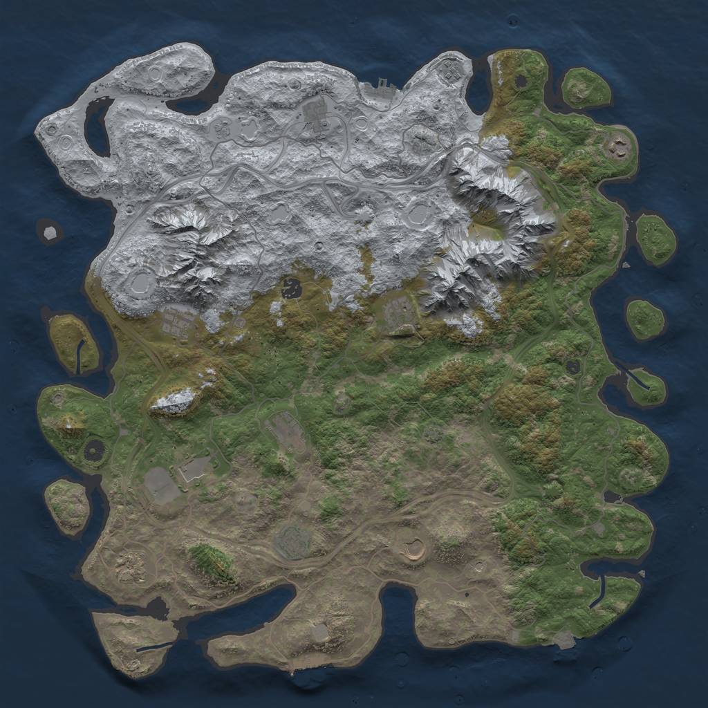Rust Map: Procedural Map, Size: 5000, Seed: 668454058, 19 Monuments