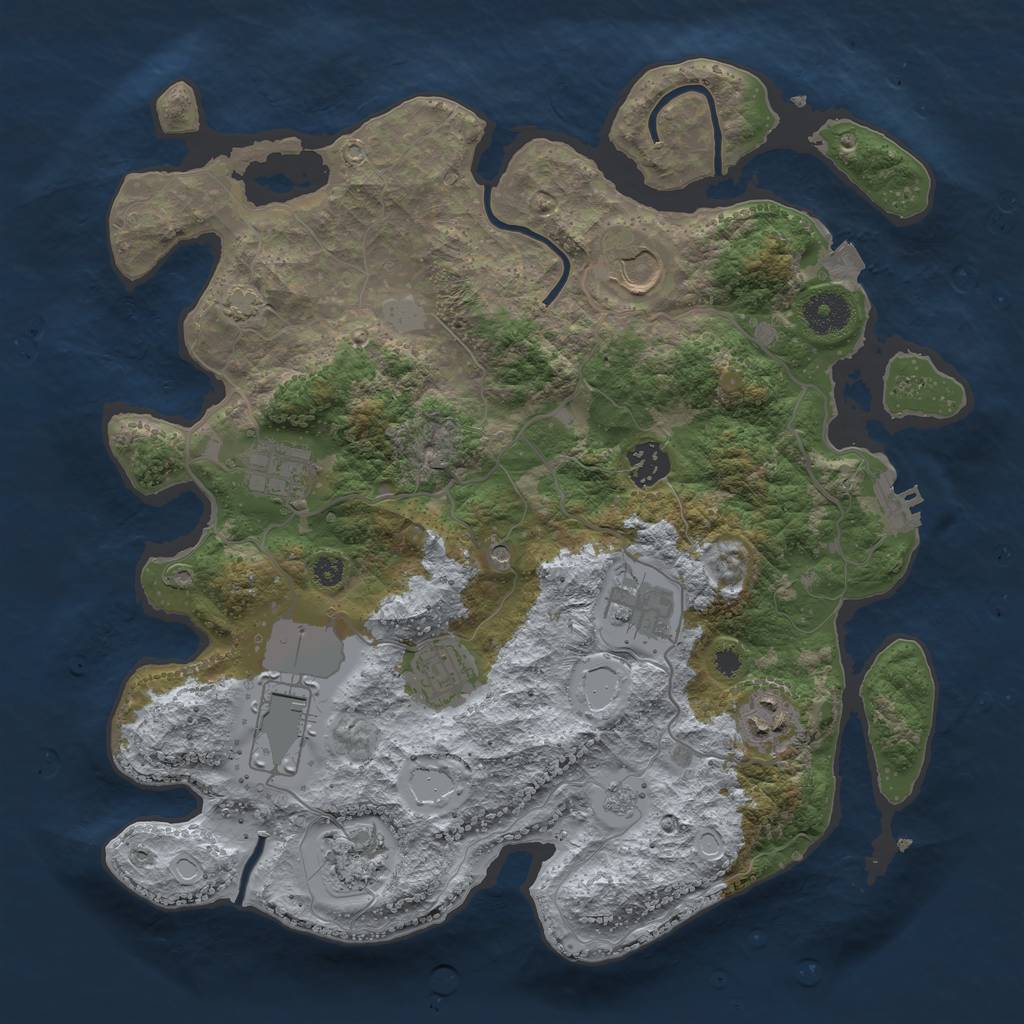 Rust Map: Procedural Map, Size: 3500, Seed: 27452, 15 Monuments