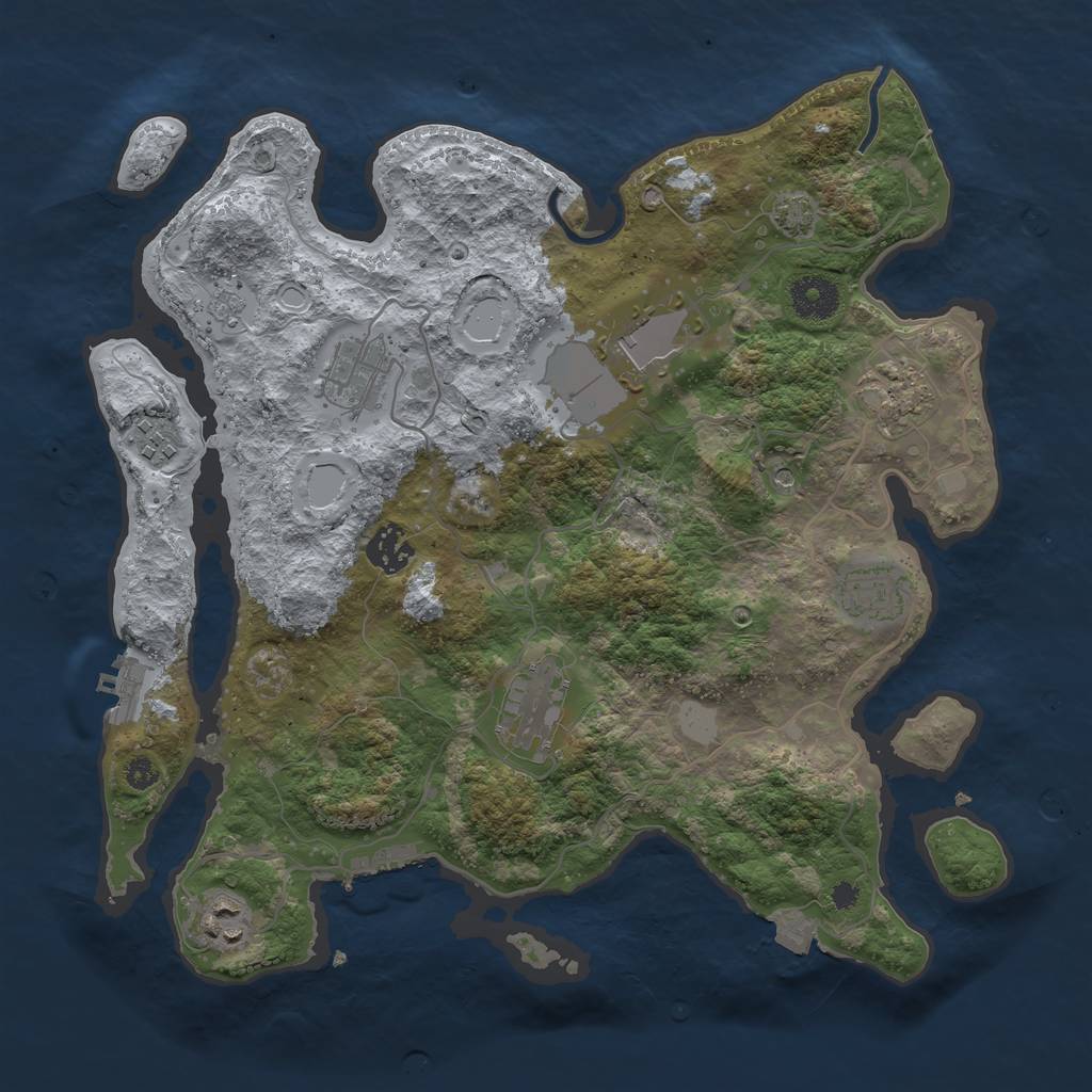 Rust Map: Procedural Map, Size: 3500, Seed: 629633340, 16 Monuments