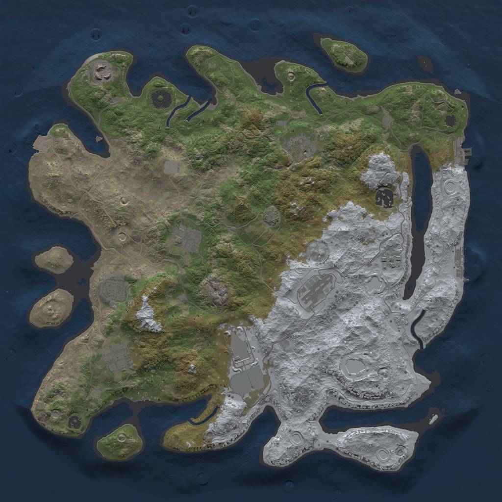 Rust Map: Procedural Map, Size: 3900, Seed: 38043904, 17 Monuments