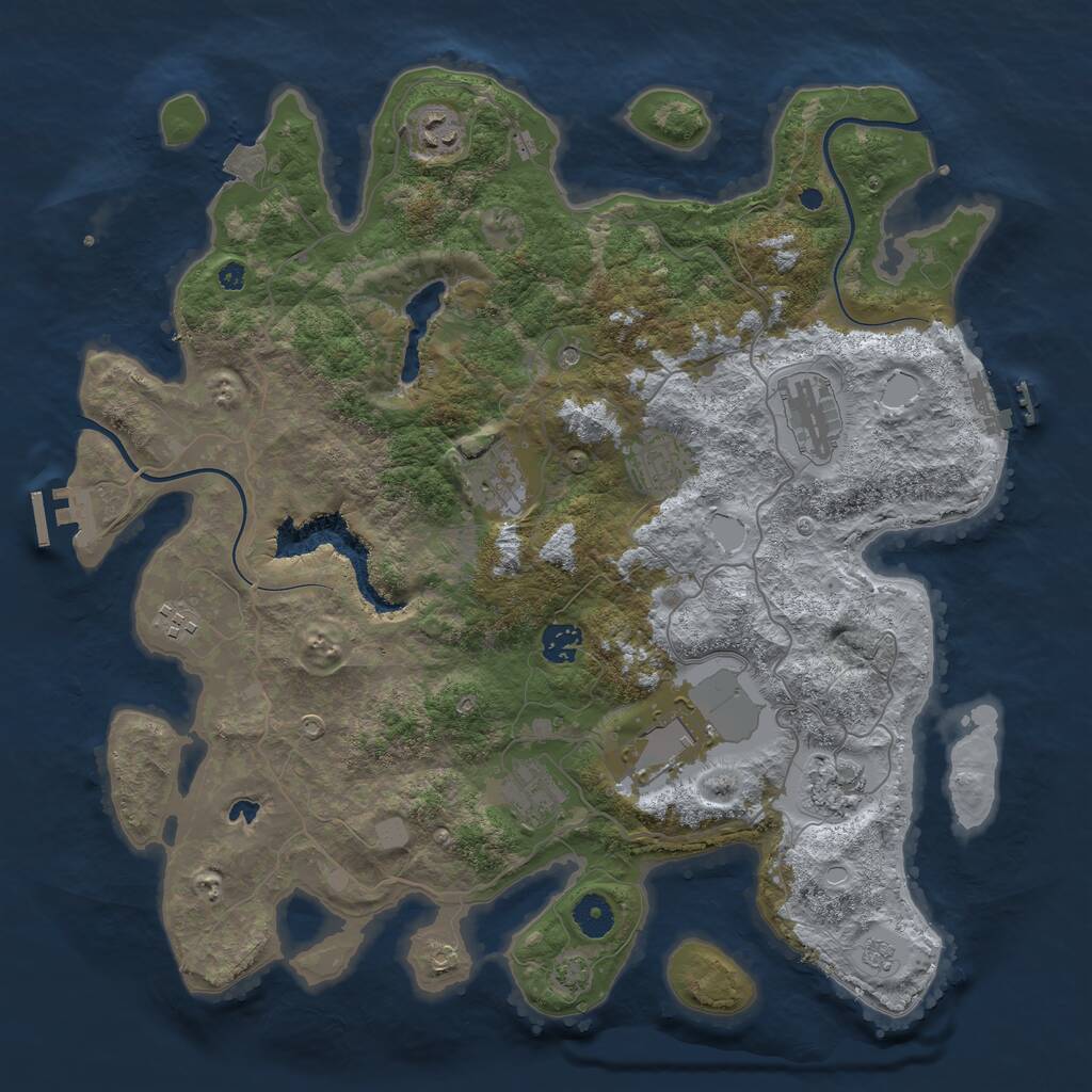 Rust Map: Procedural Map, Size: 4000, Seed: 889023, 15 Monuments