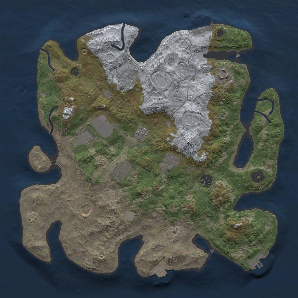 Rust Map: Procedural Map, Size: 3500, Seed: 1291590194, 16 Monuments