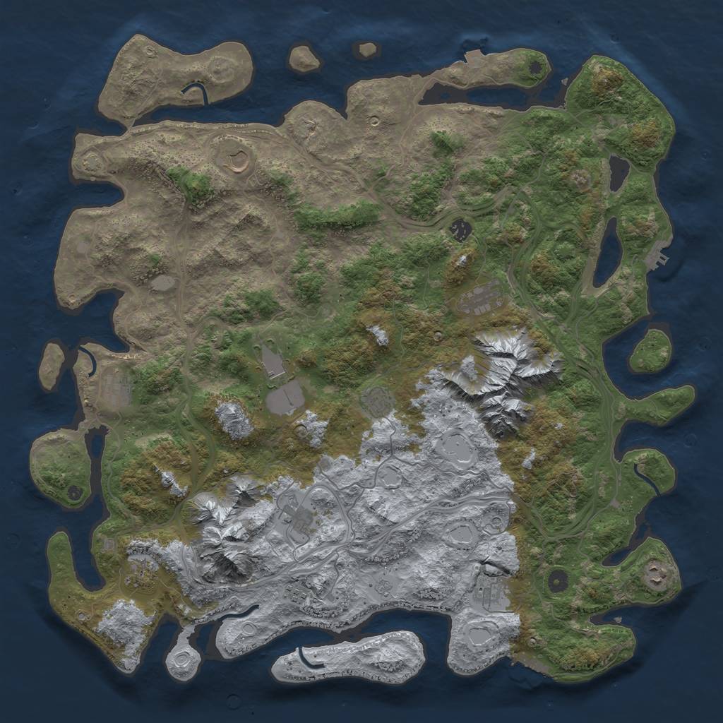 Rust Map: Procedural Map, Size: 5000, Seed: 1125717933, 19 Monuments