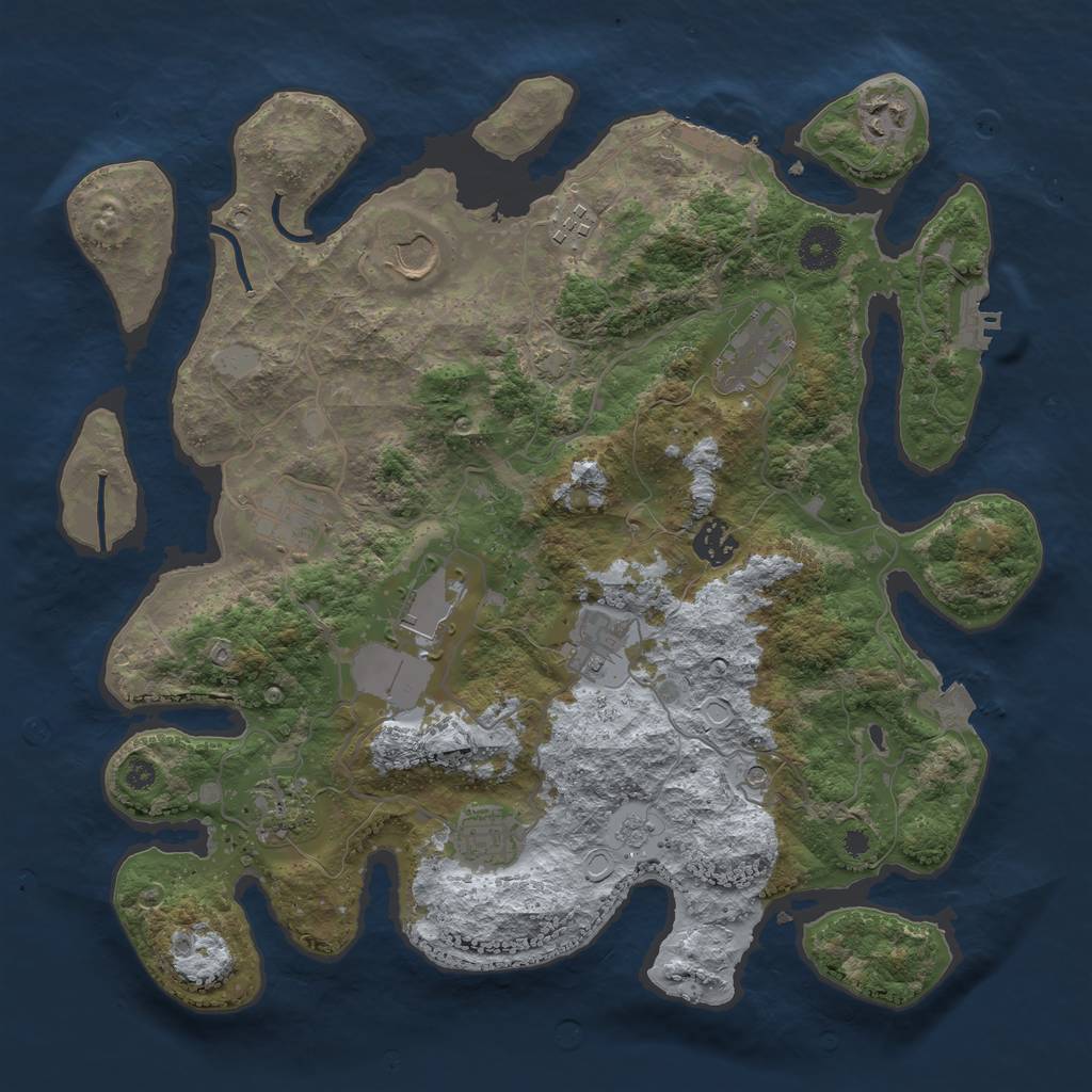 Rust Map: Procedural Map, Size: 3700, Seed: 86822078, 18 Monuments