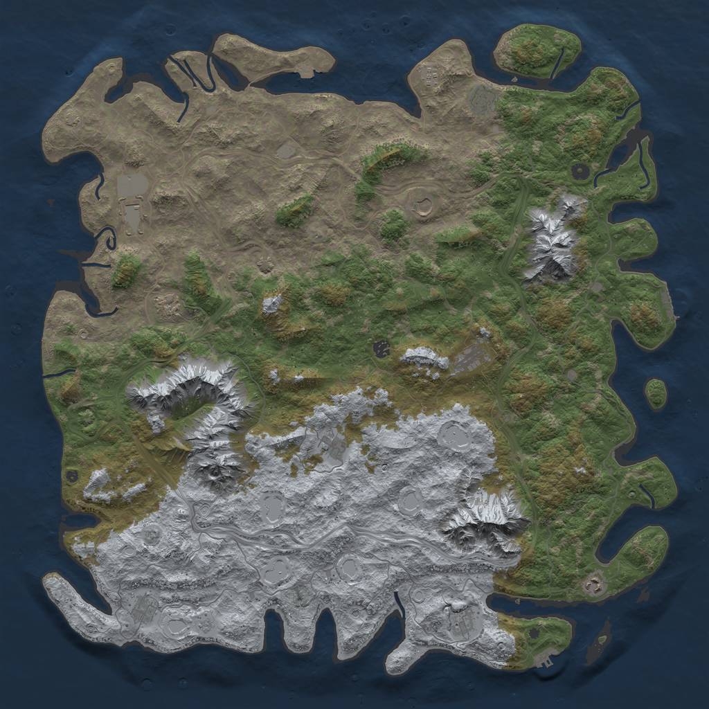 Rust Map: Procedural Map, Size: 6000, Seed: 583907013, 19 Monuments