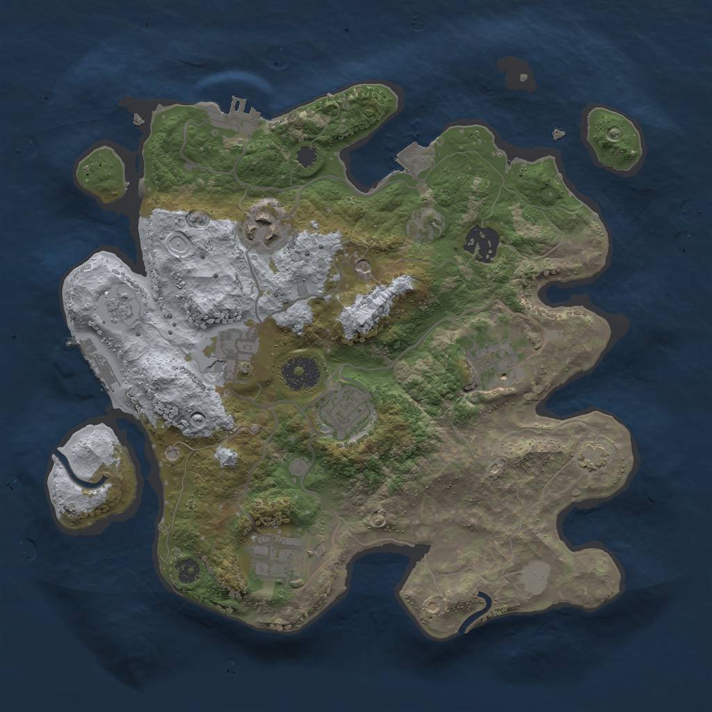 Rust Map: Procedural Map, Size: 3000, Seed: 96075099, 14 Monuments