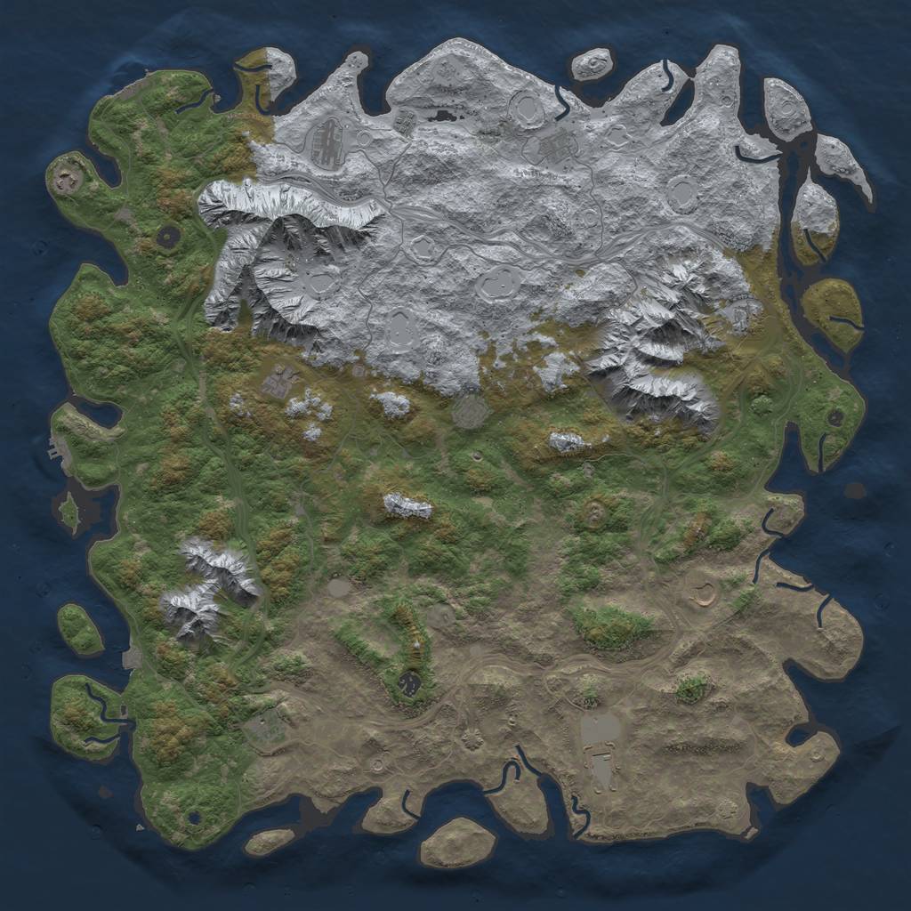 Rust Map: Procedural Map, Size: 6000, Seed: 1632441027, 19 Monuments