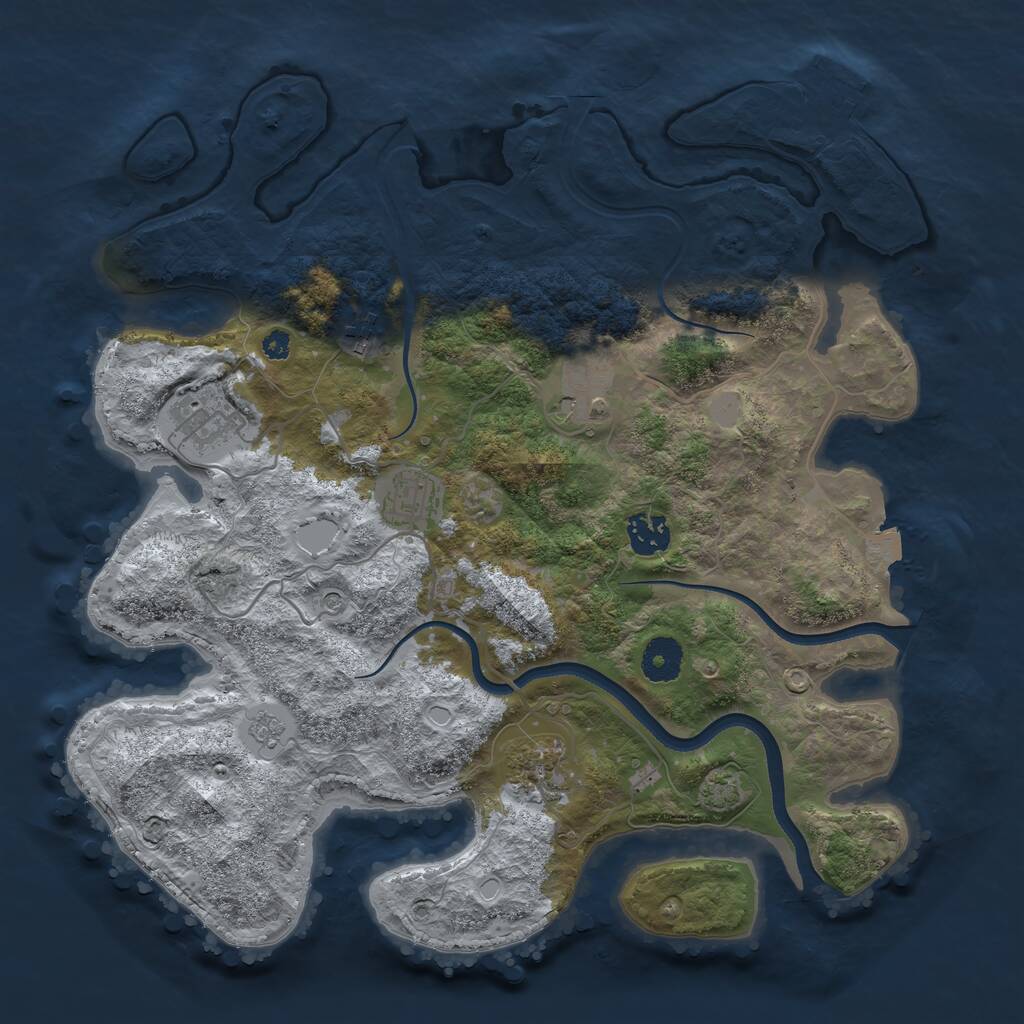 Rust Map: Procedural Map, Size: 3550, Seed: 53625611, 11 Monuments